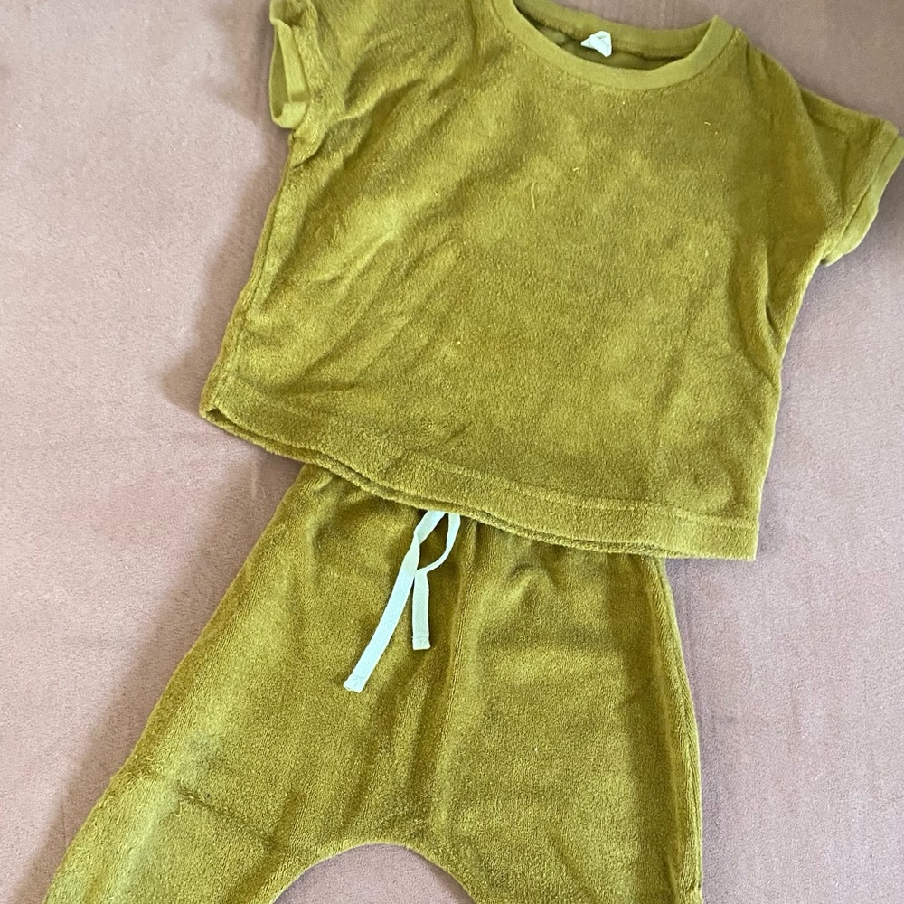 Quincy Mae Mustard Baby Outfit